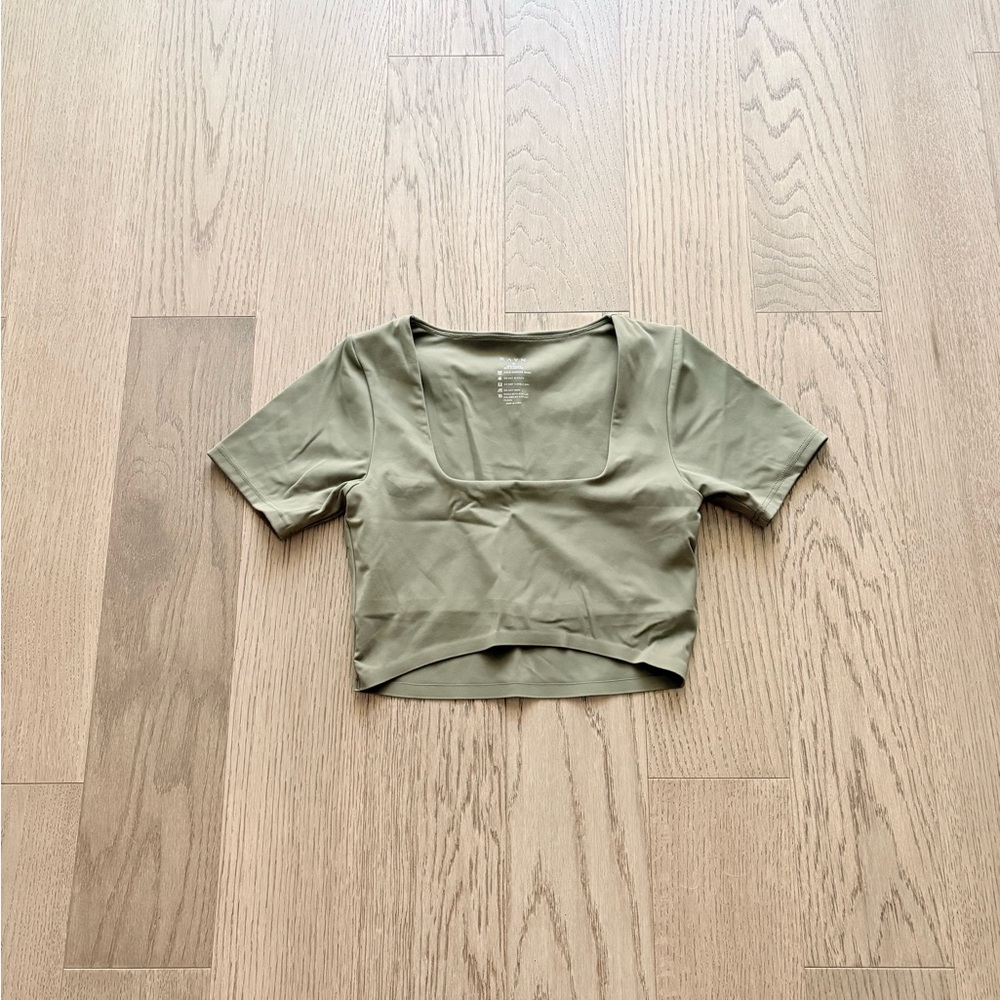 Square Neck Olive Crop Top - Women